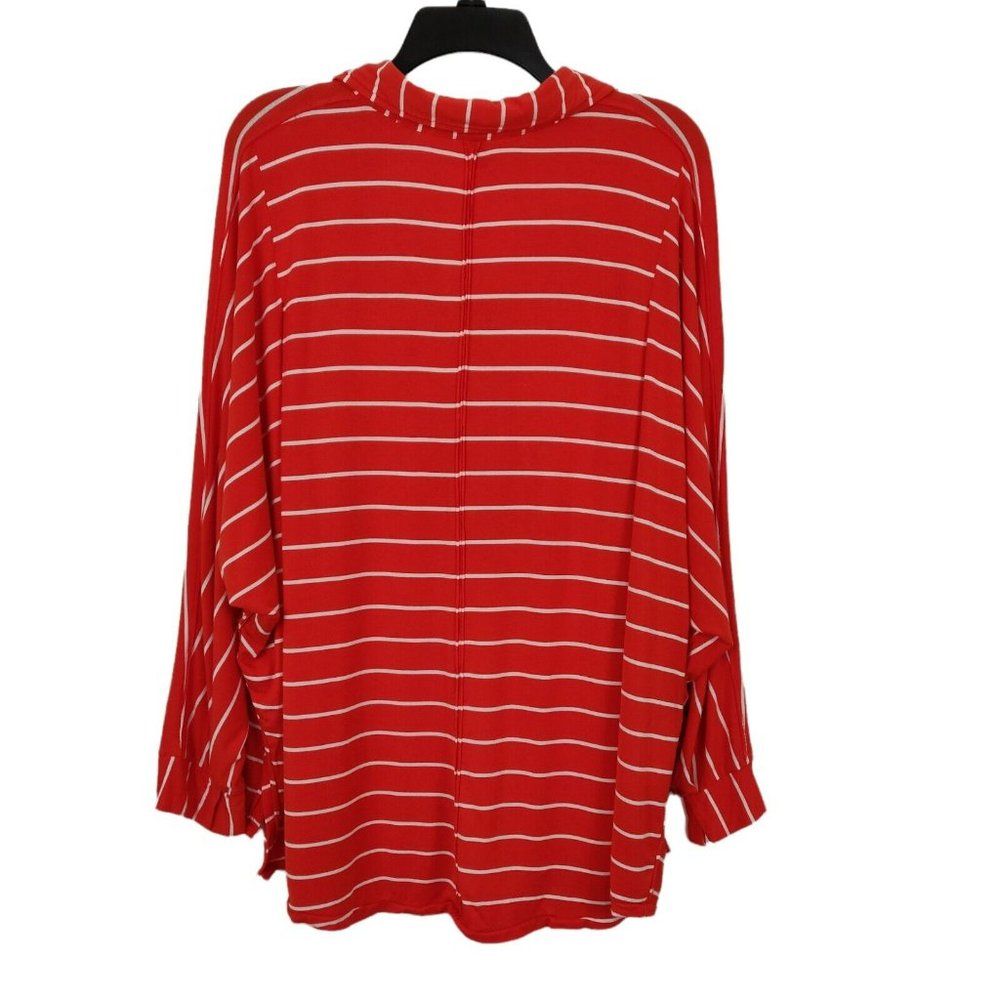 We The Free People Oversize Pullover Top Sz Medium Red Striped Slouchy Soft Cozy - Picture 6 of 11